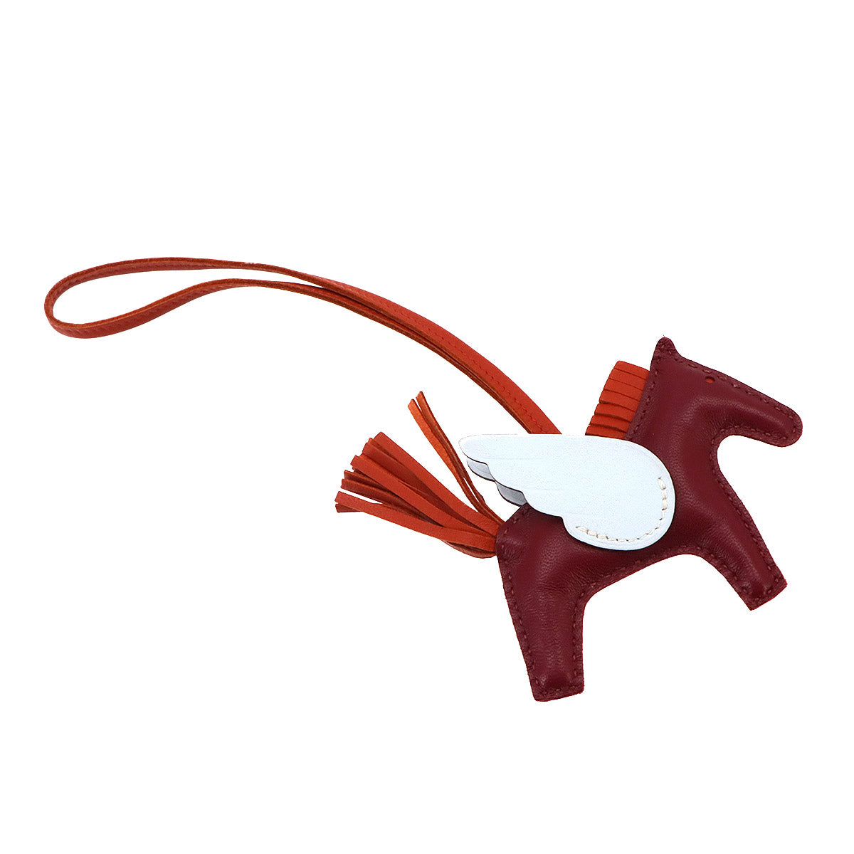 Rodeo Pegasus PM Bag Charm Agneau Milo Veau Swift Rouge Grenat