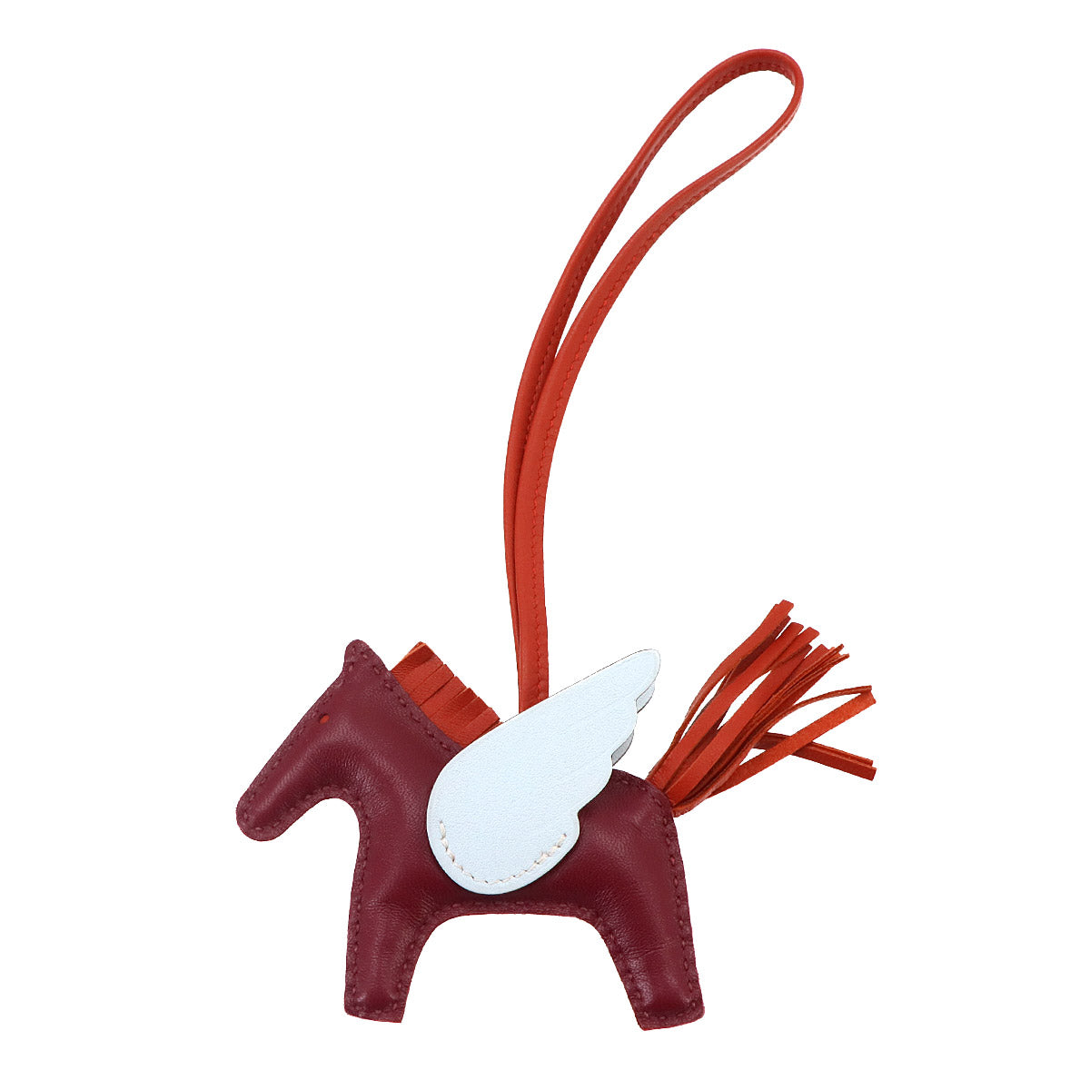 Rodeo Pegasus PM Bag Charm Agneau Milo Veau Swift Rouge Grenat