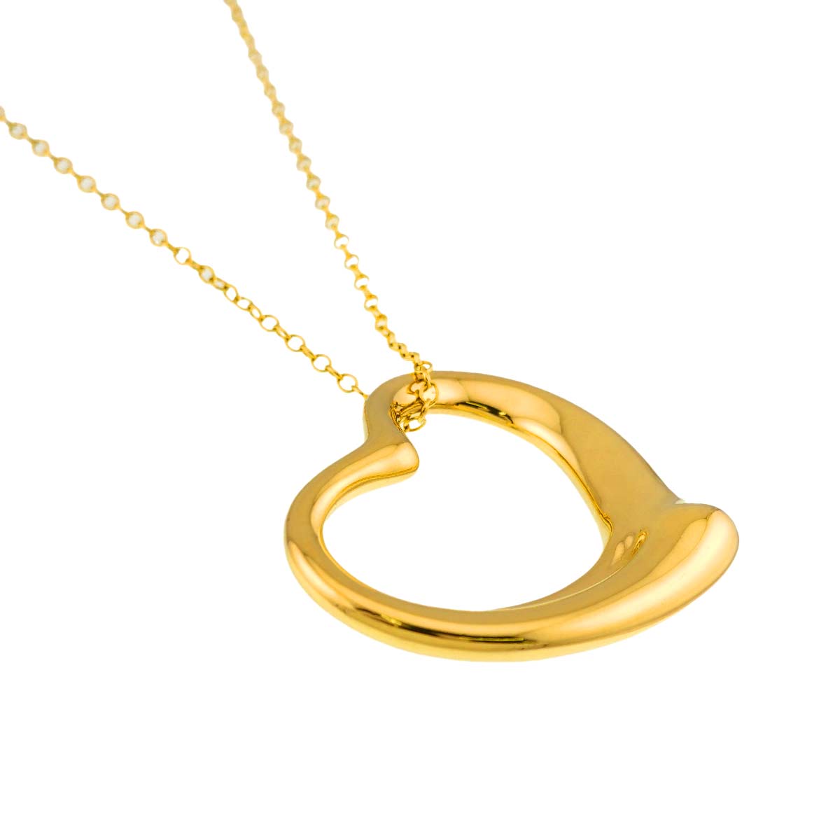 Open Heart Long Necklace 18K Yellow Gold 750