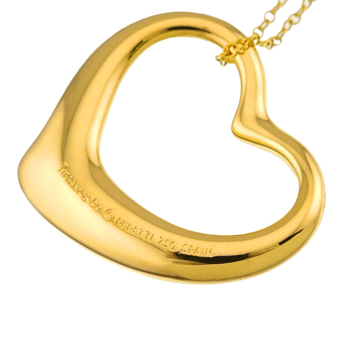 Open Heart Long Necklace 18K Yellow Gold 750