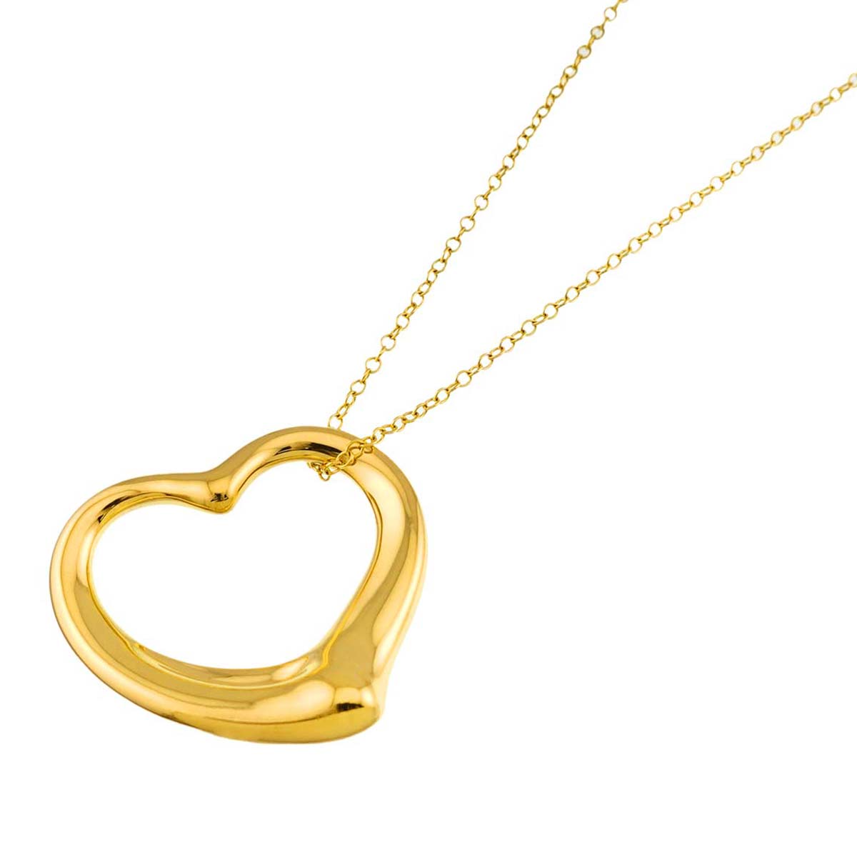 Open Heart Long Necklace 18K Yellow Gold 750