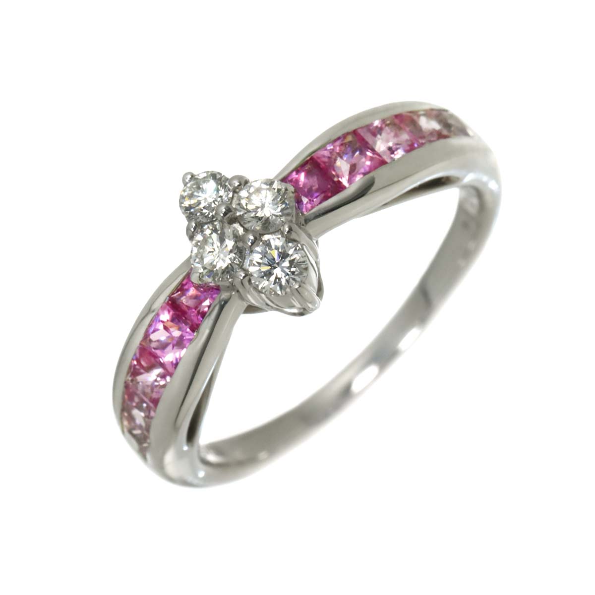 Sapphire 0.82ct Diamond 0.24ct Ring 18K WG 750 Size6(US)