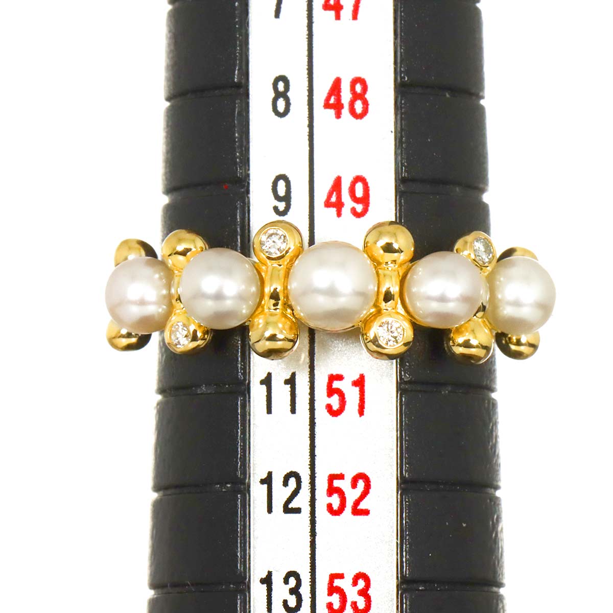 Baby Pearl 4.0-3.5mm Diamond Ring 18K YG 750 Size5.25(US)
