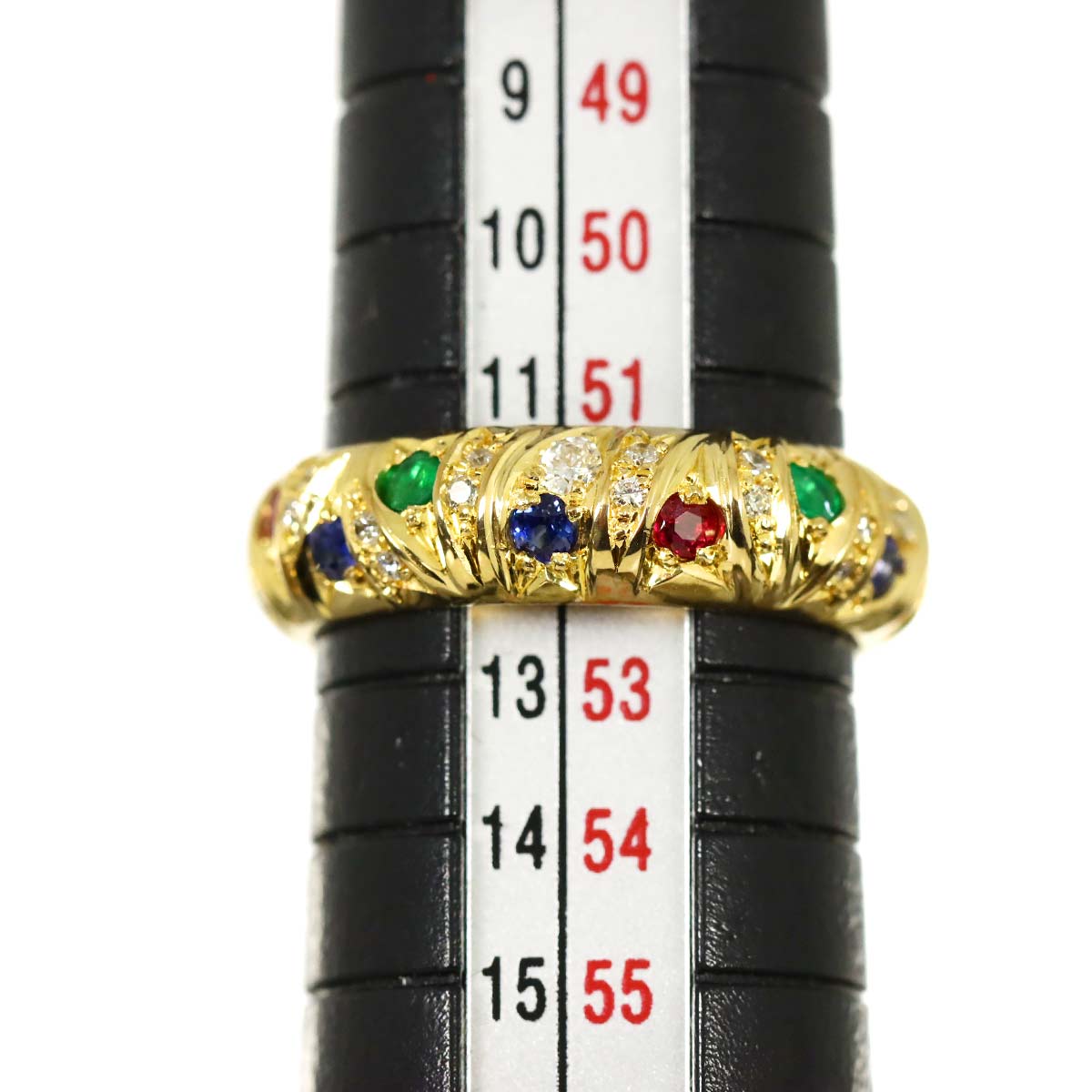 Diamond Multi stone Ring 18K Yellow Gold 750 Size5.75-6(US)