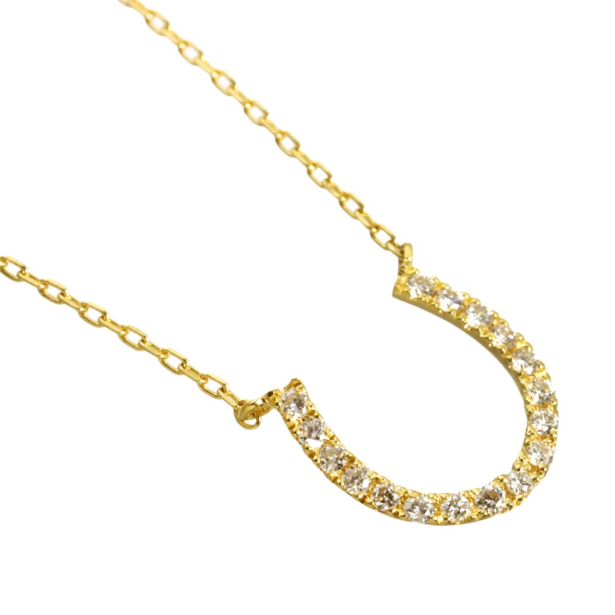 Horseshoe Diamond Necklace 18K YG 750