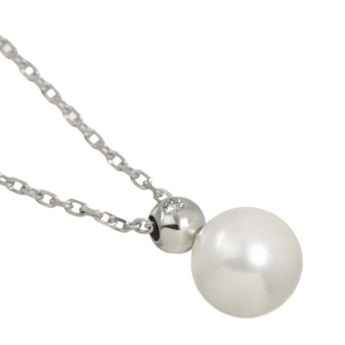 PERLITA Akoya Pearl 7.3mm Diamond Necklace 18K White Gold 750