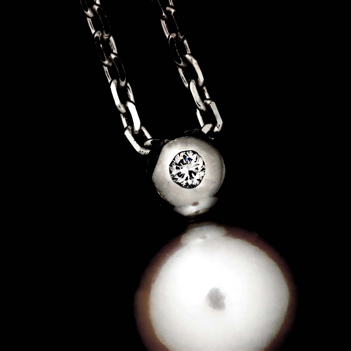 PERLITA Akoya Pearl 7.3mm Diamond Necklace 18K White Gold 750