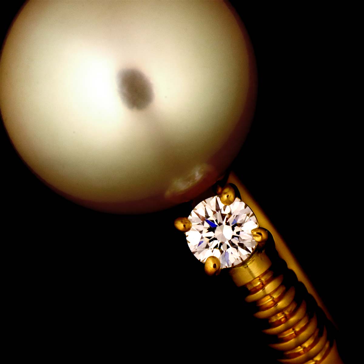 South Sea pearl Diamond 0.18ct Ring 18K YG 750 size5.25