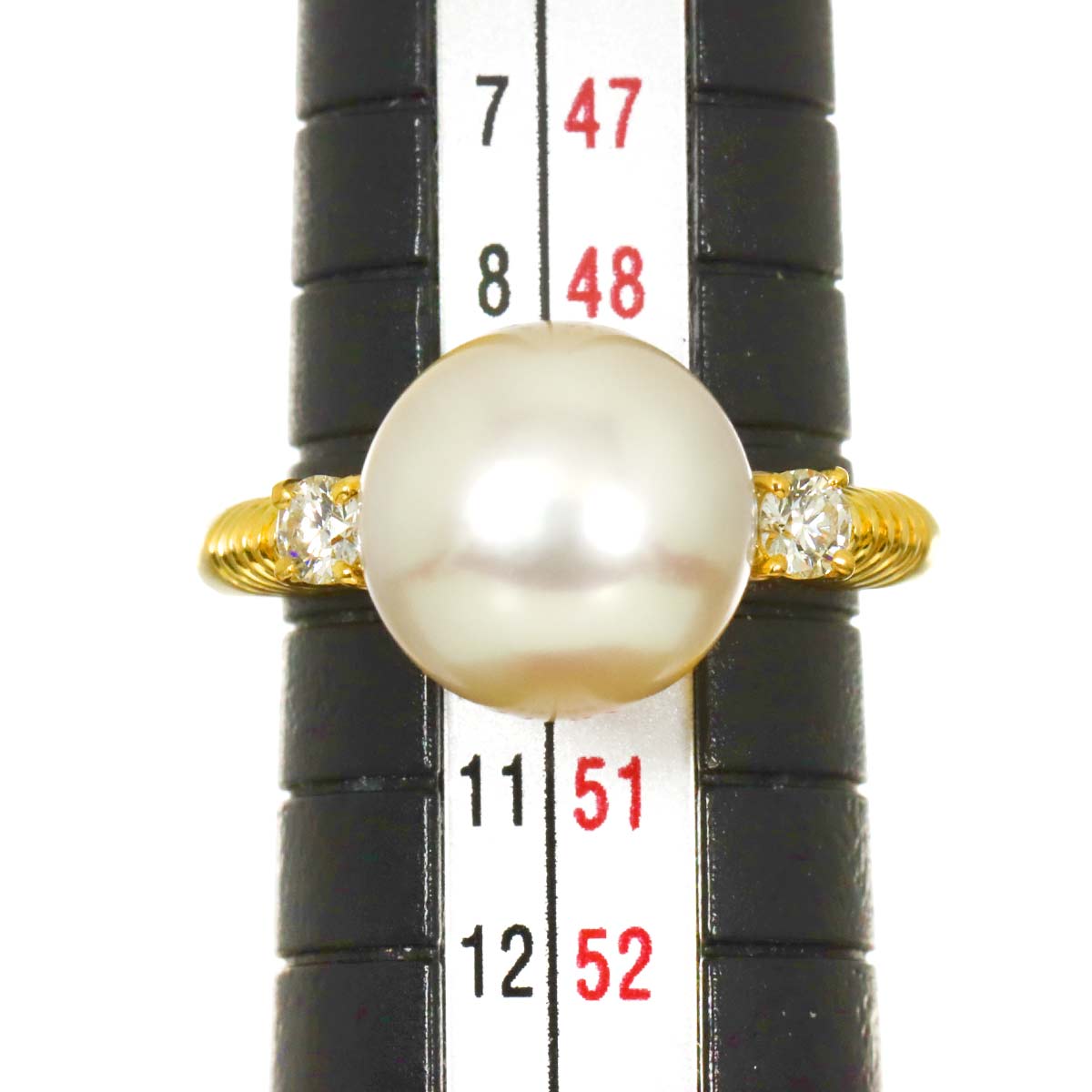 South Sea pearl Diamond 0.18ct Ring 18K YG 750 size5.25