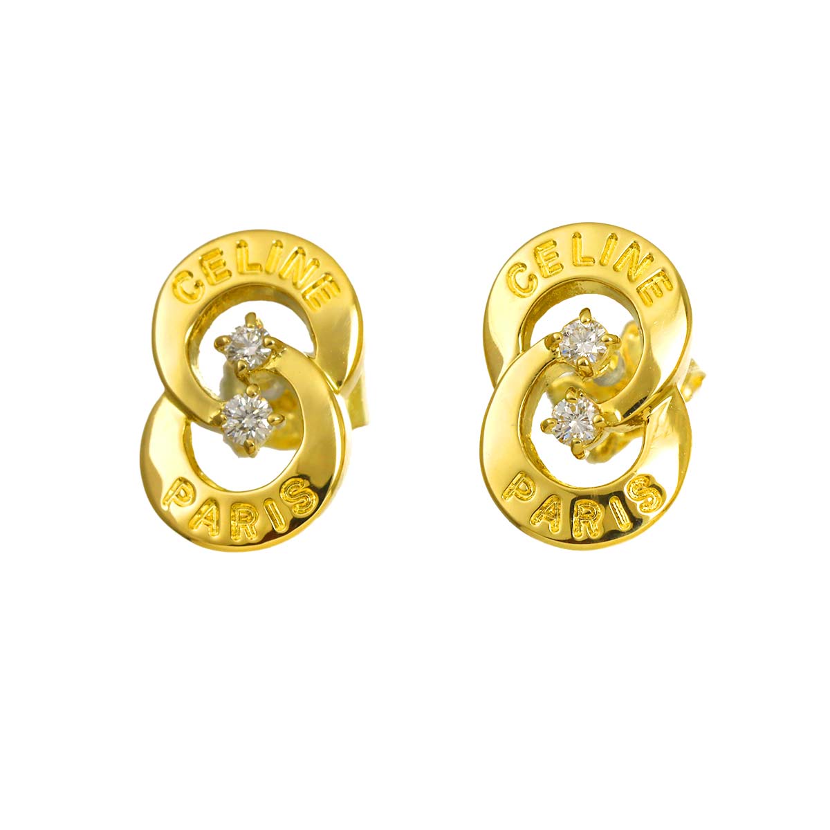 Circle Diamond 0.06/0.06ct Earrings Pierced 18K K18 YG 750