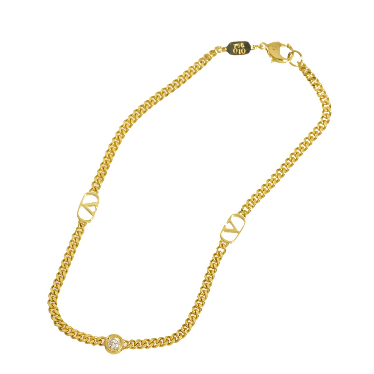 Logo Diamond 0.10ct Bracelet 18K Yellow Gold 750