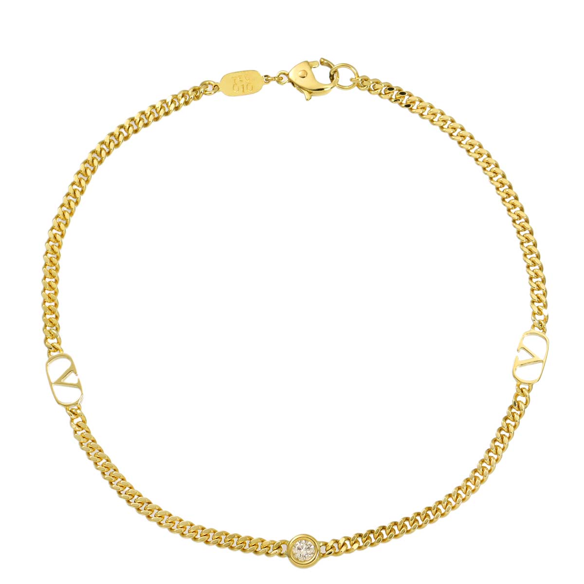 Logo Diamond 0.10ct Bracelet 18K Yellow Gold 750