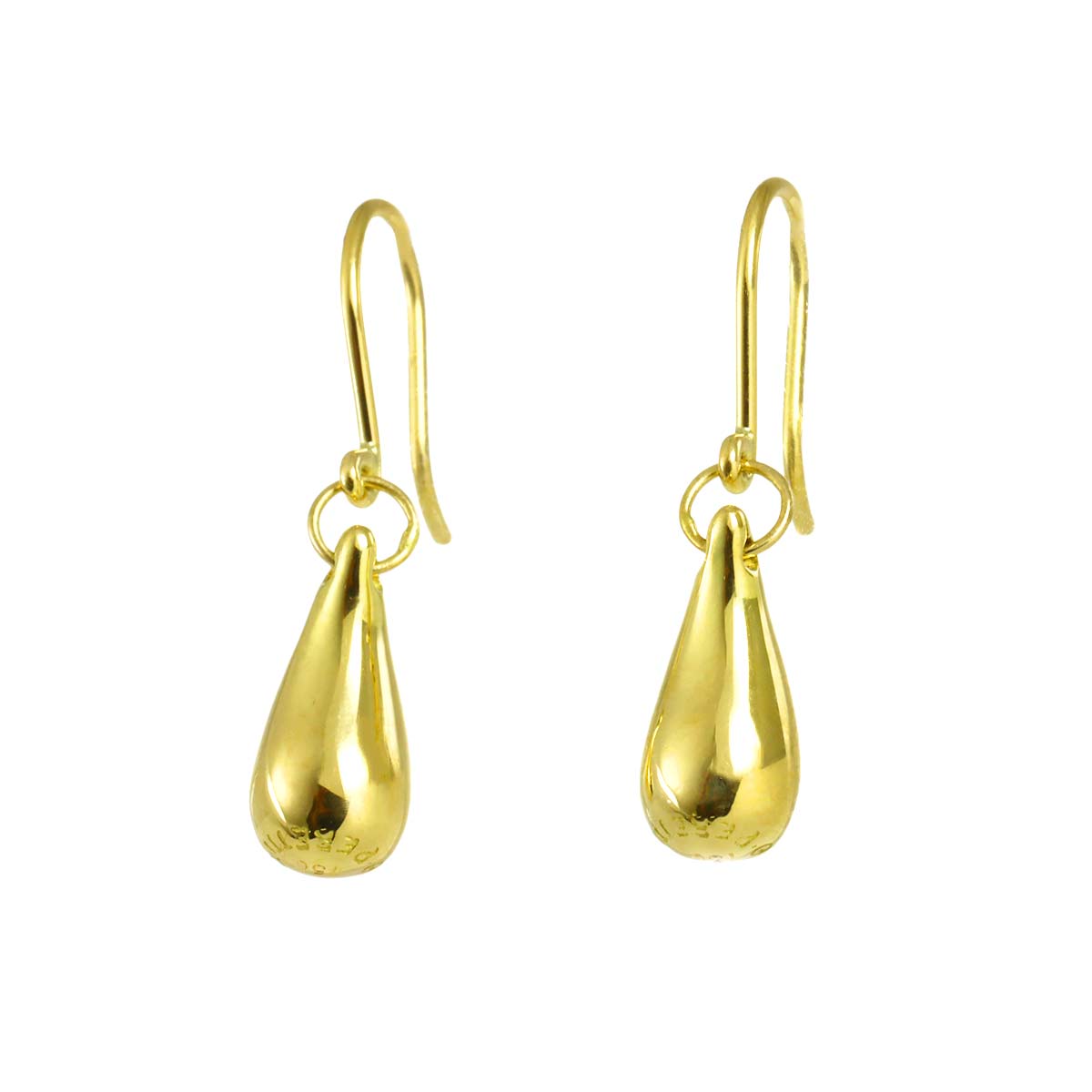 Teardrop Earrings Pierced 18K Yellow Gold 750