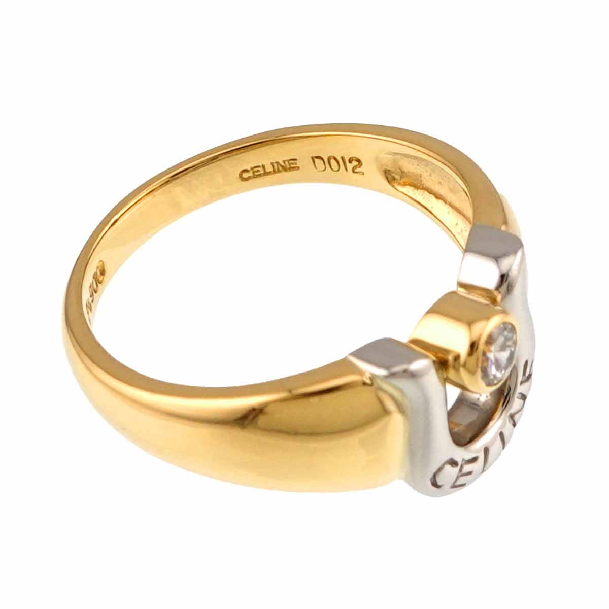 Horseshoe Diamond 0.12ct Ring 18K YG 750 Pt size6(US)
