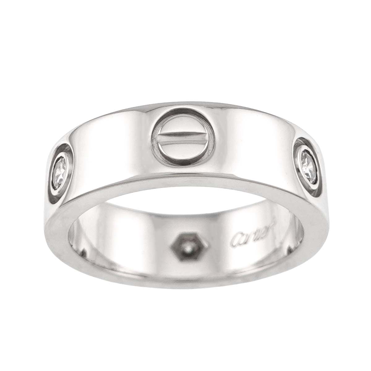 Love Ring Half Diamond 3P 18K WG 750 size50 5-5.25(US)