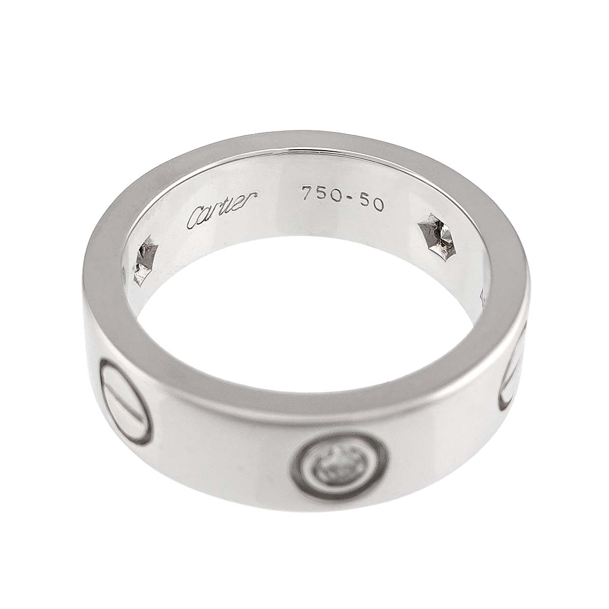 Love Ring Half Diamond 3P 18K WG 750 size50 5-5.25(US)