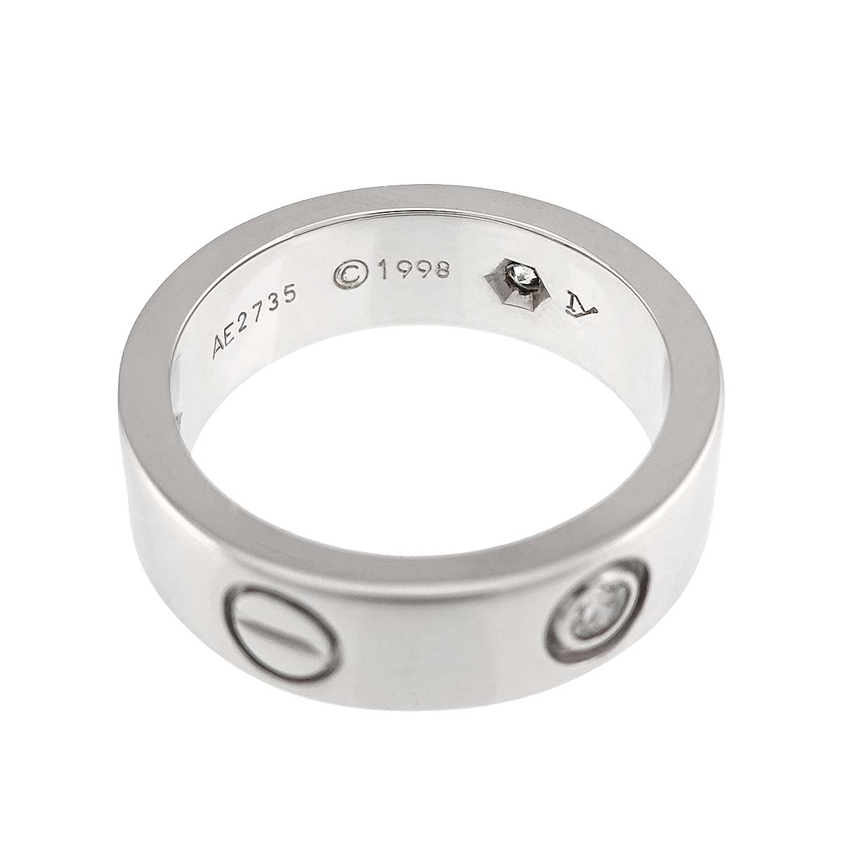 Love Ring Half Diamond 3P 18K WG 750 size50 5-5.25(US)