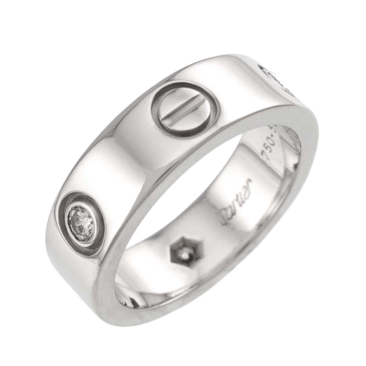 Love Ring Half Diamond 3P 18K WG 750 size50 5-5.25(US)