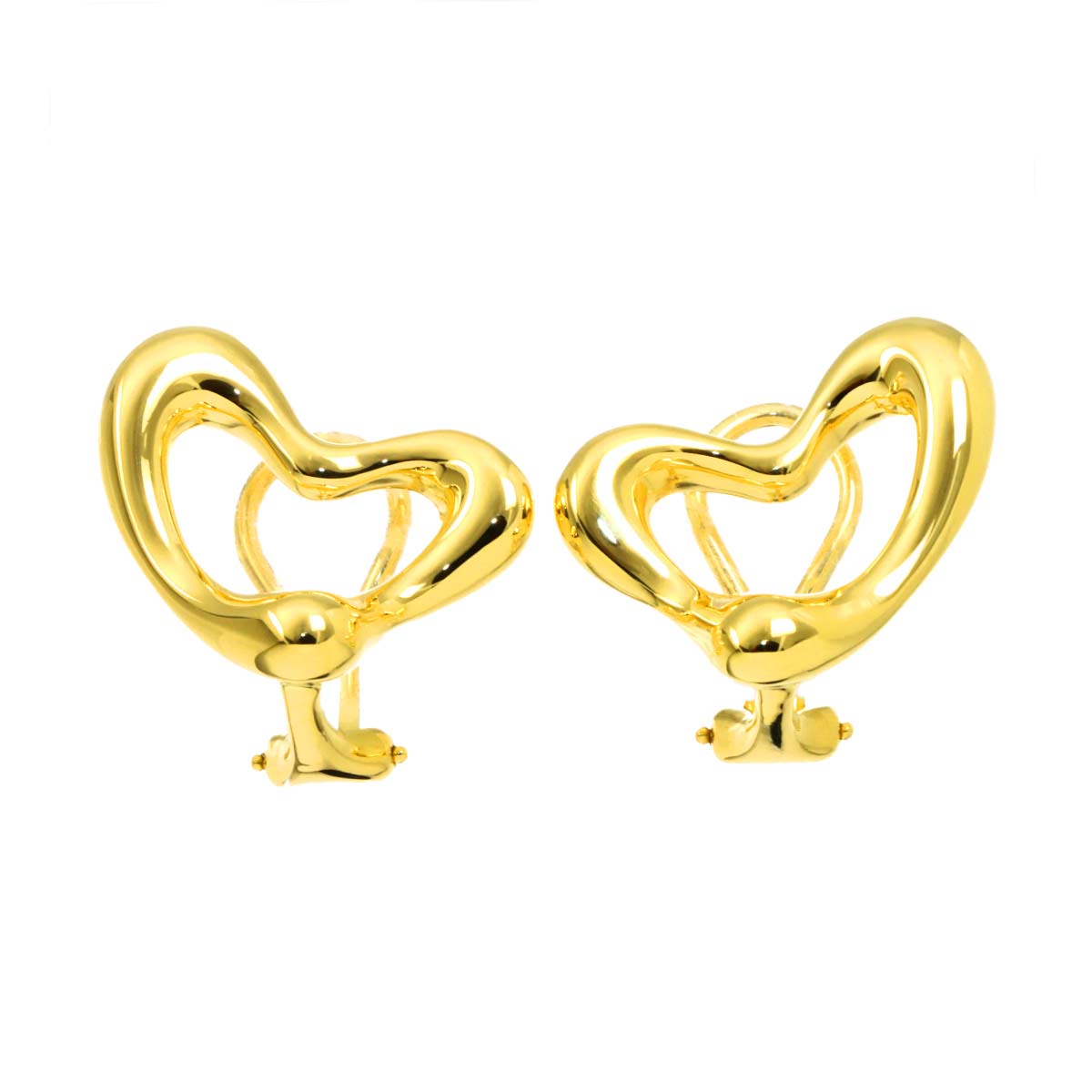 Open Heart Earrings Clip on 18K Yellow Gold 750