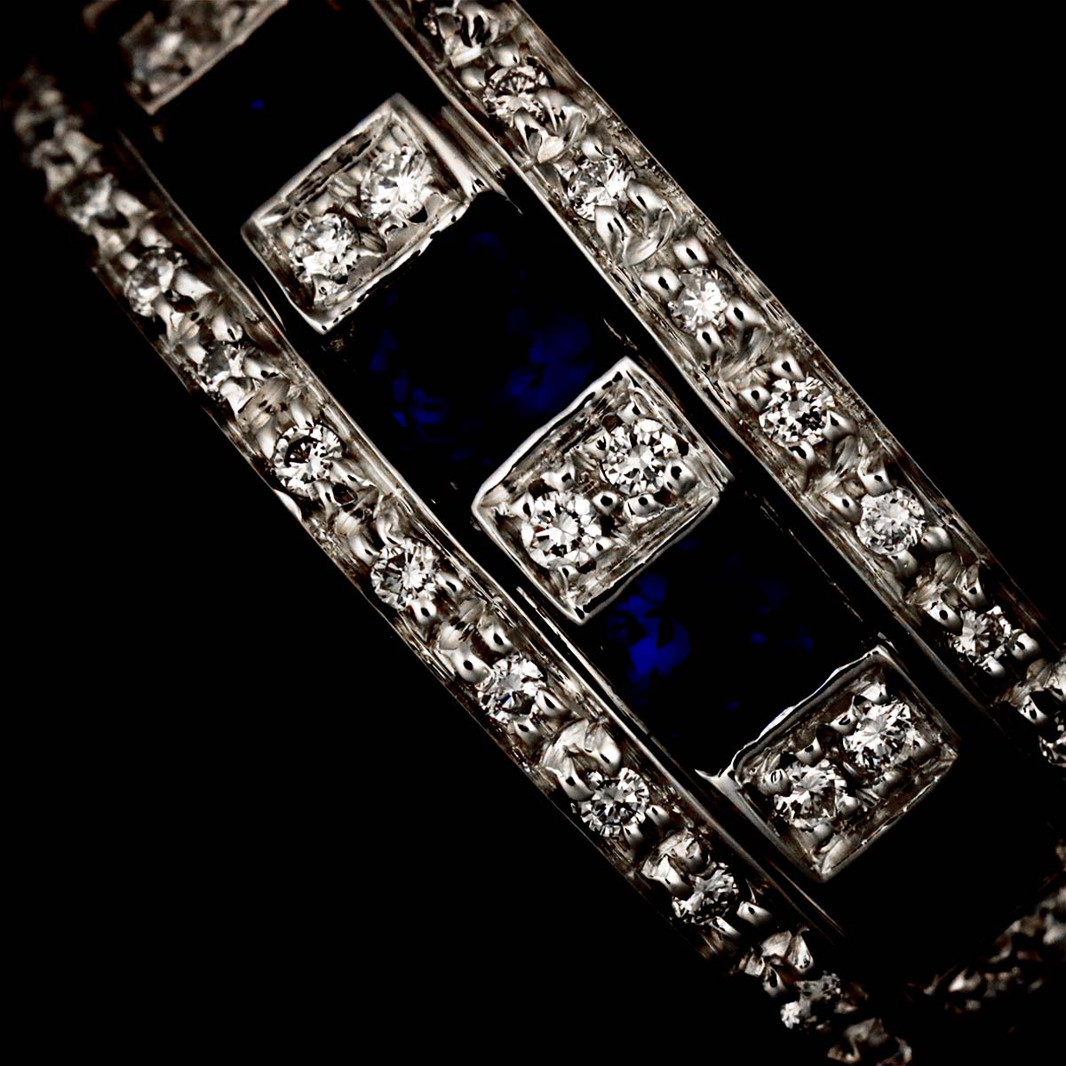 Belle Epoque Sapphire Diamond Ring 18K WG 750 Size6-6.25(US)