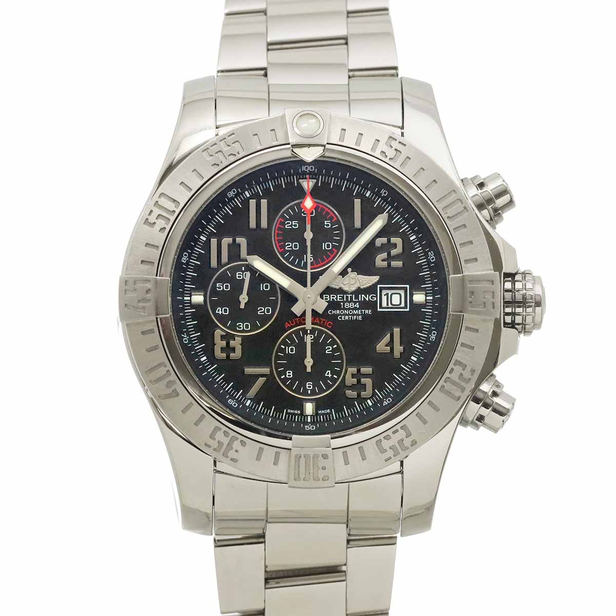 Super Avenger II Chronograph A13371 Date Black Dial Mens