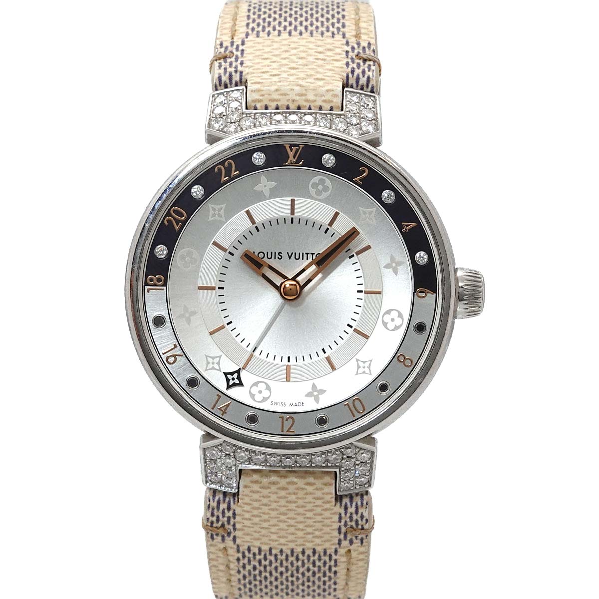 Tambour Moon Dual Time QA108 Silver Dial Diamond Ladies