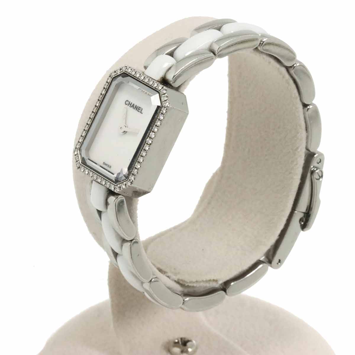 Premiere H2132 Diamond Bezel Ceramic Quartz White Dial Ladies