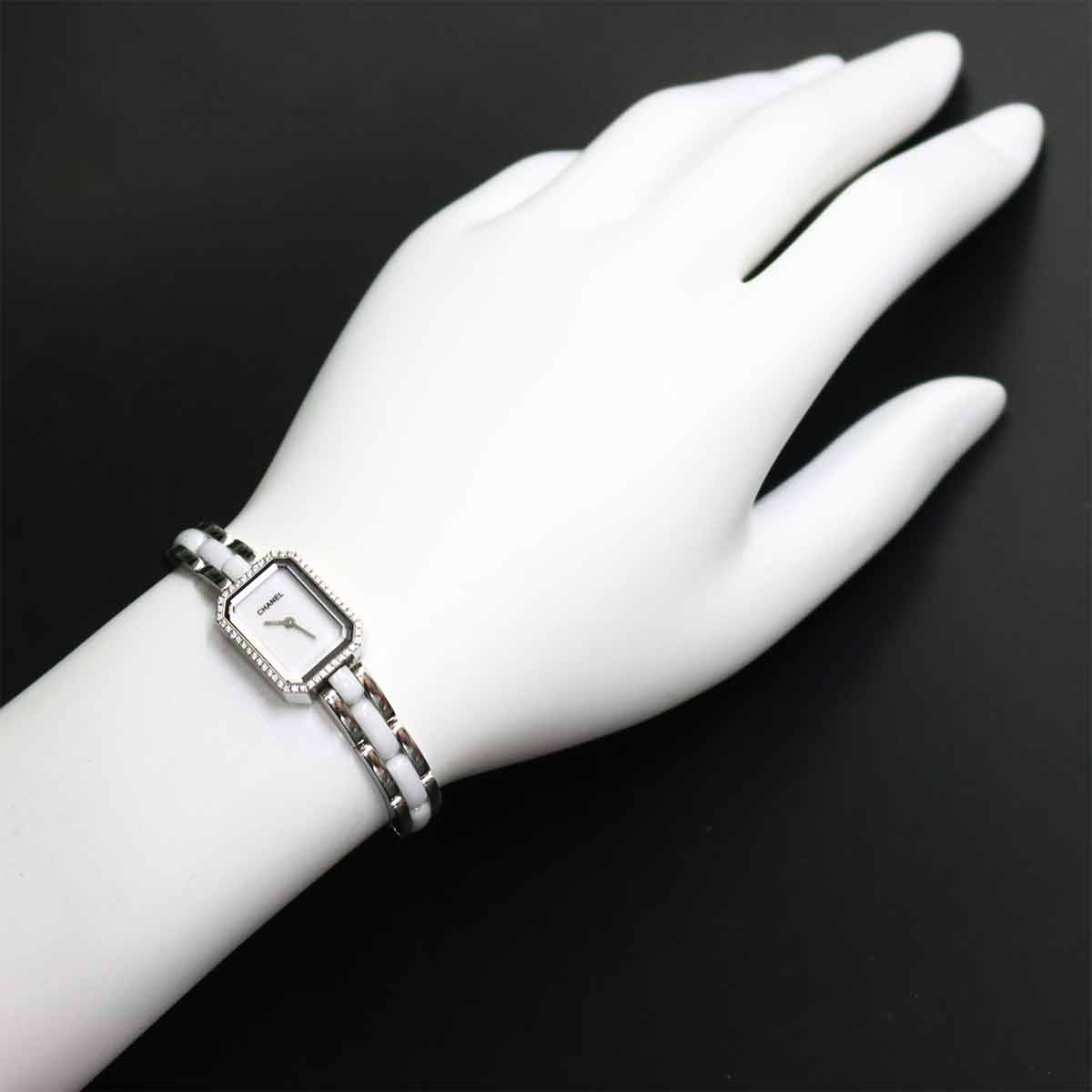 Premiere H2132 Diamond Bezel Ceramic Quartz White Dial Ladies