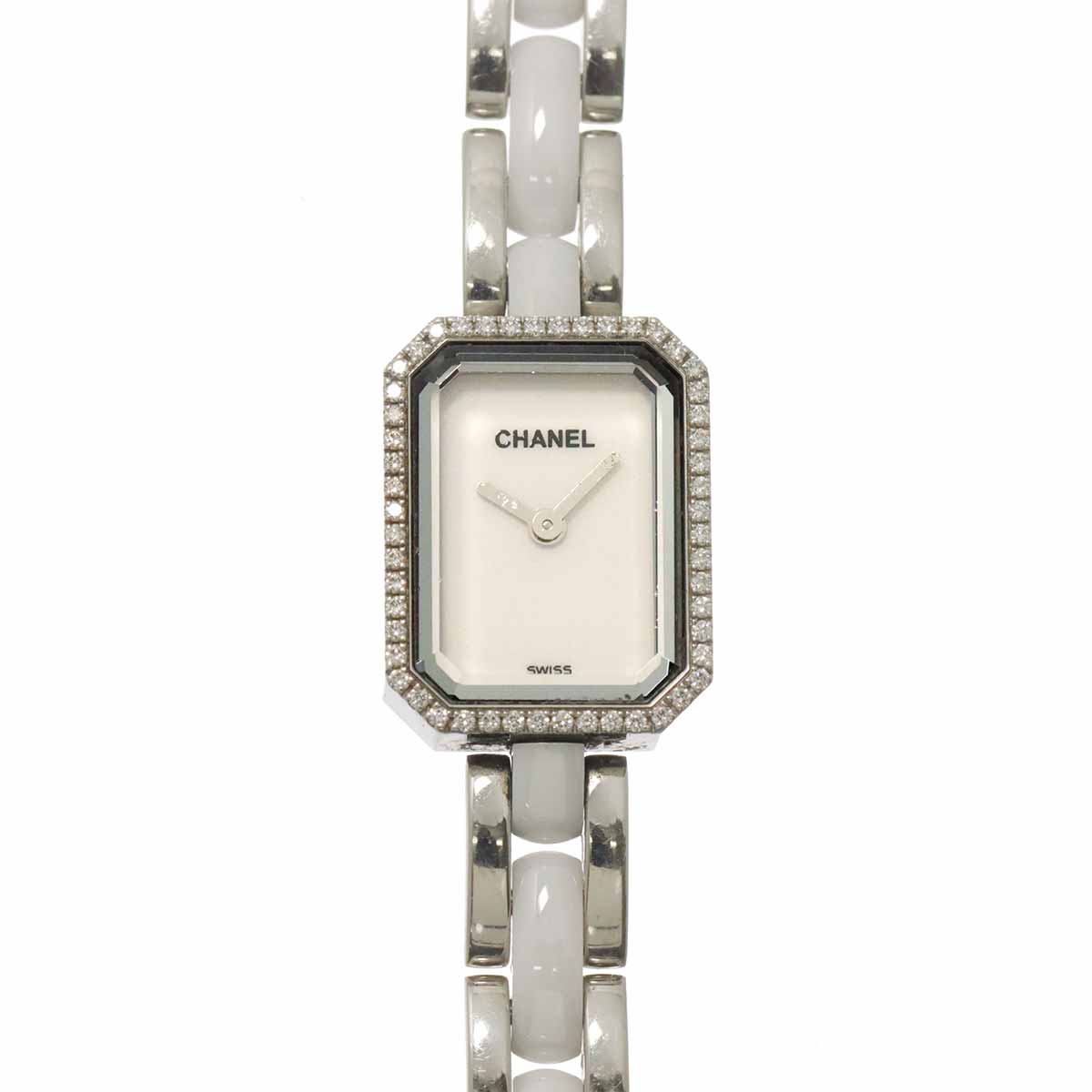 Premiere H2132 Diamond Bezel Ceramic Quartz White Dial Ladies