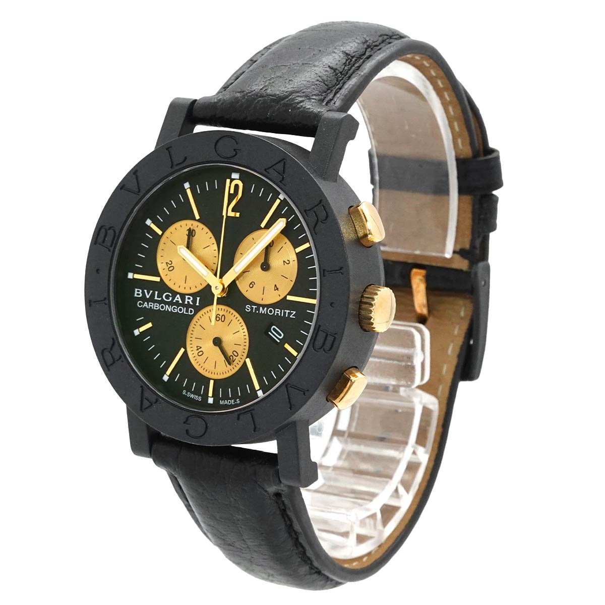 BVLGARIBVLGARI BB38CLCH Chronograph Quartz Black Dial Mens