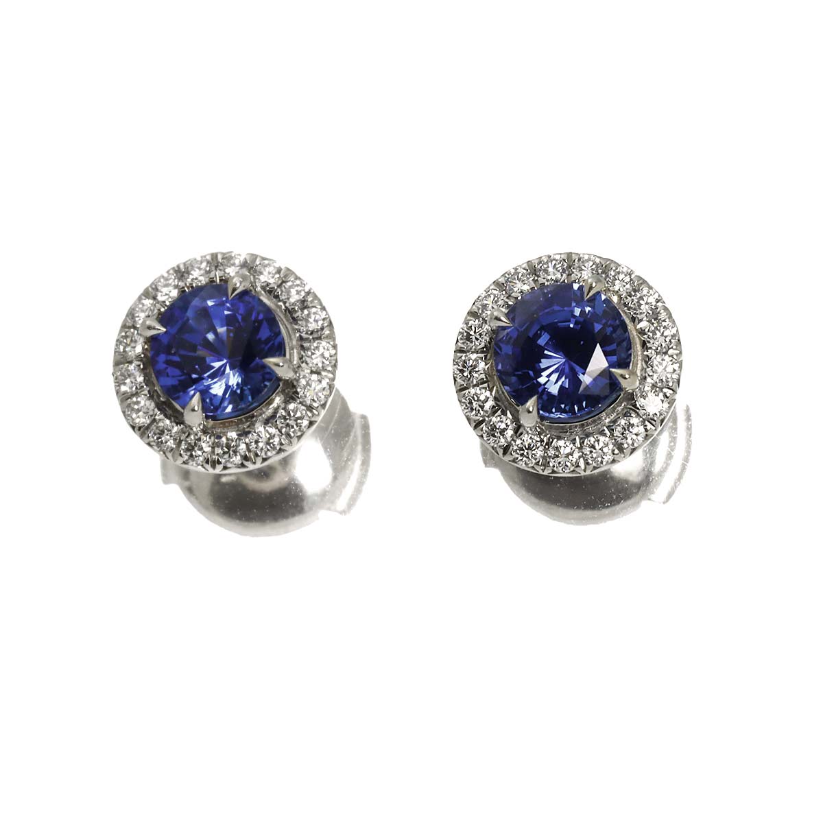 Solest Sapphire Diamond Earrings Pierced Pt