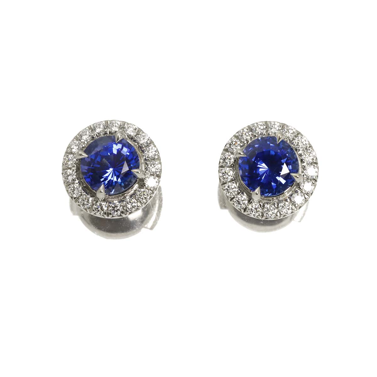 Solest Sapphire Diamond Earrings Pierced Pt