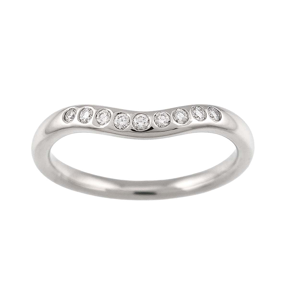 Curved Band Diamond Ring Platinum size4(US)