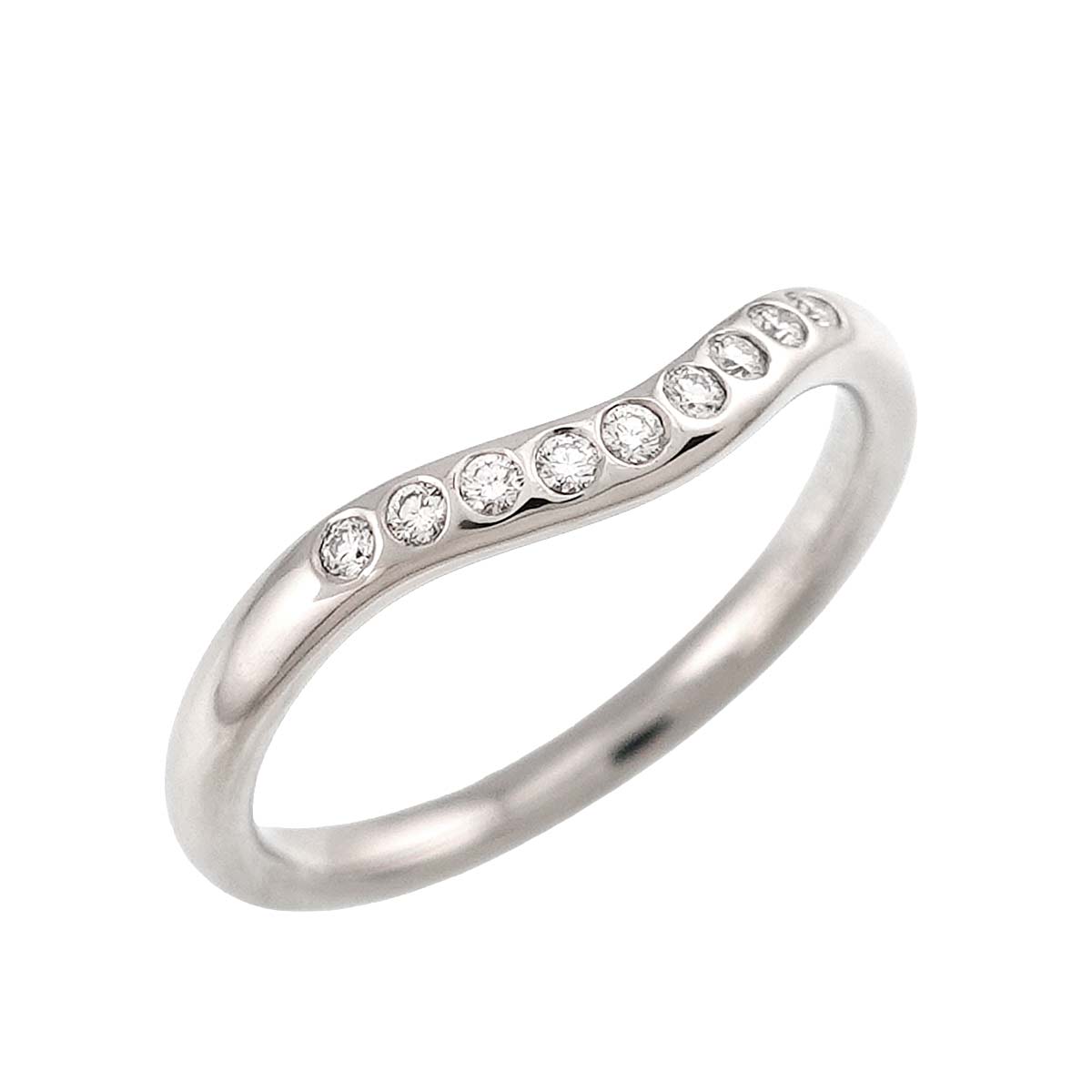 Curved Band Diamond Ring Platinum size4(US)