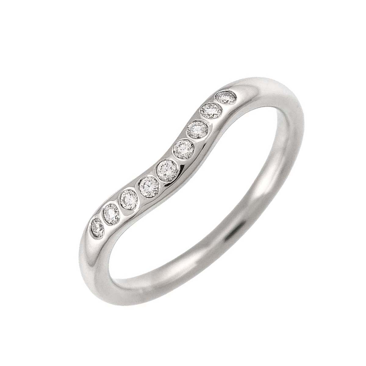 Curved Band Diamond Ring Platinum size4(US)