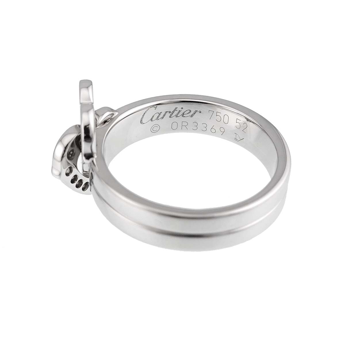 Double Heart Diamond Ring 18K White Gold 750 size52 6(US)
