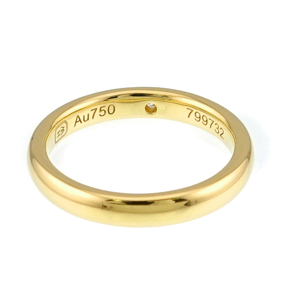 Round Cut Diamond Ring 18K YG 750 Size4.5-4.75(US)