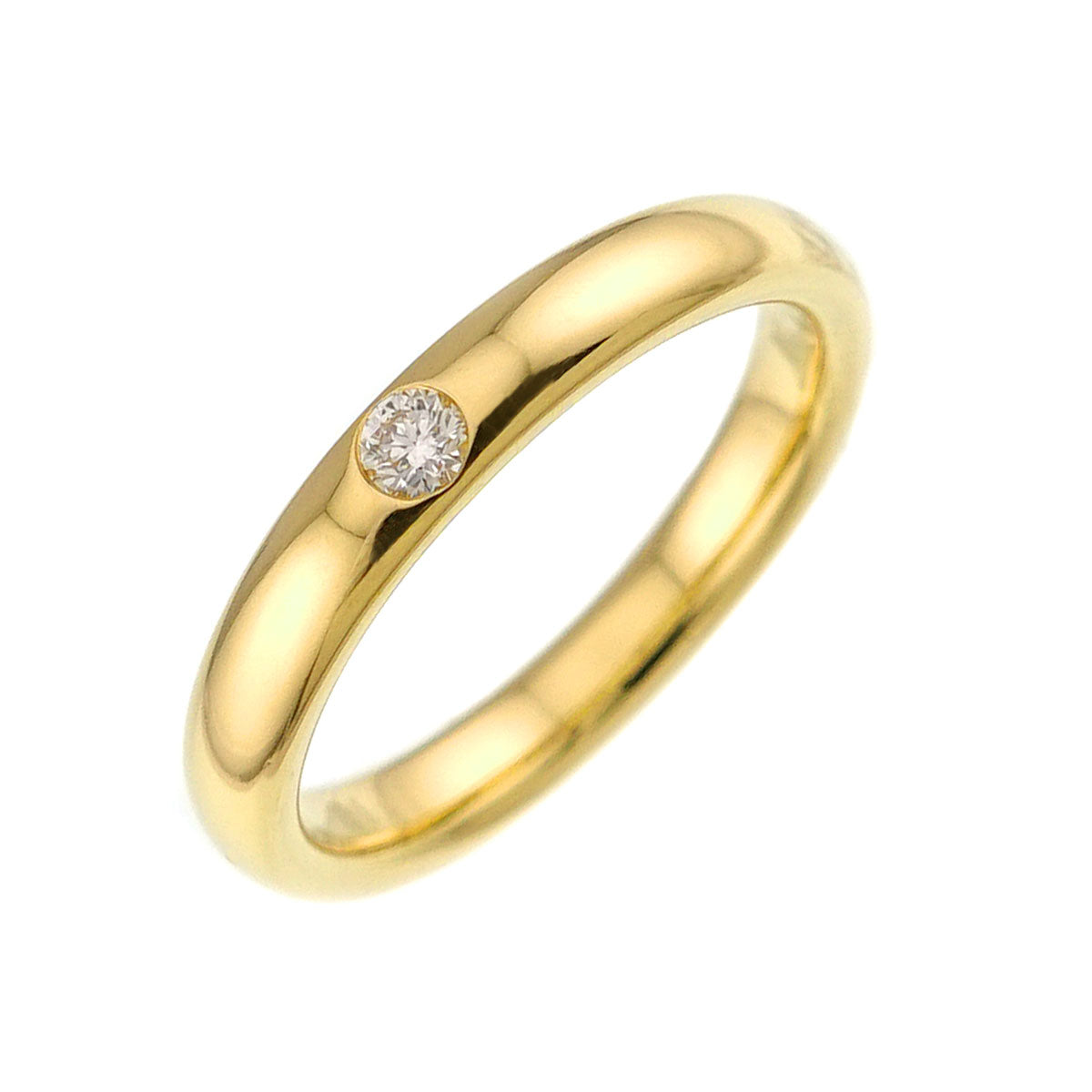 Round Cut Diamond Ring 18K YG 750 Size4.5-4.75(US)