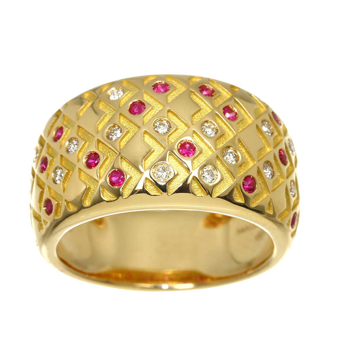 Ruby Diamond Ring 18K YG 750 size6-6.25(US)