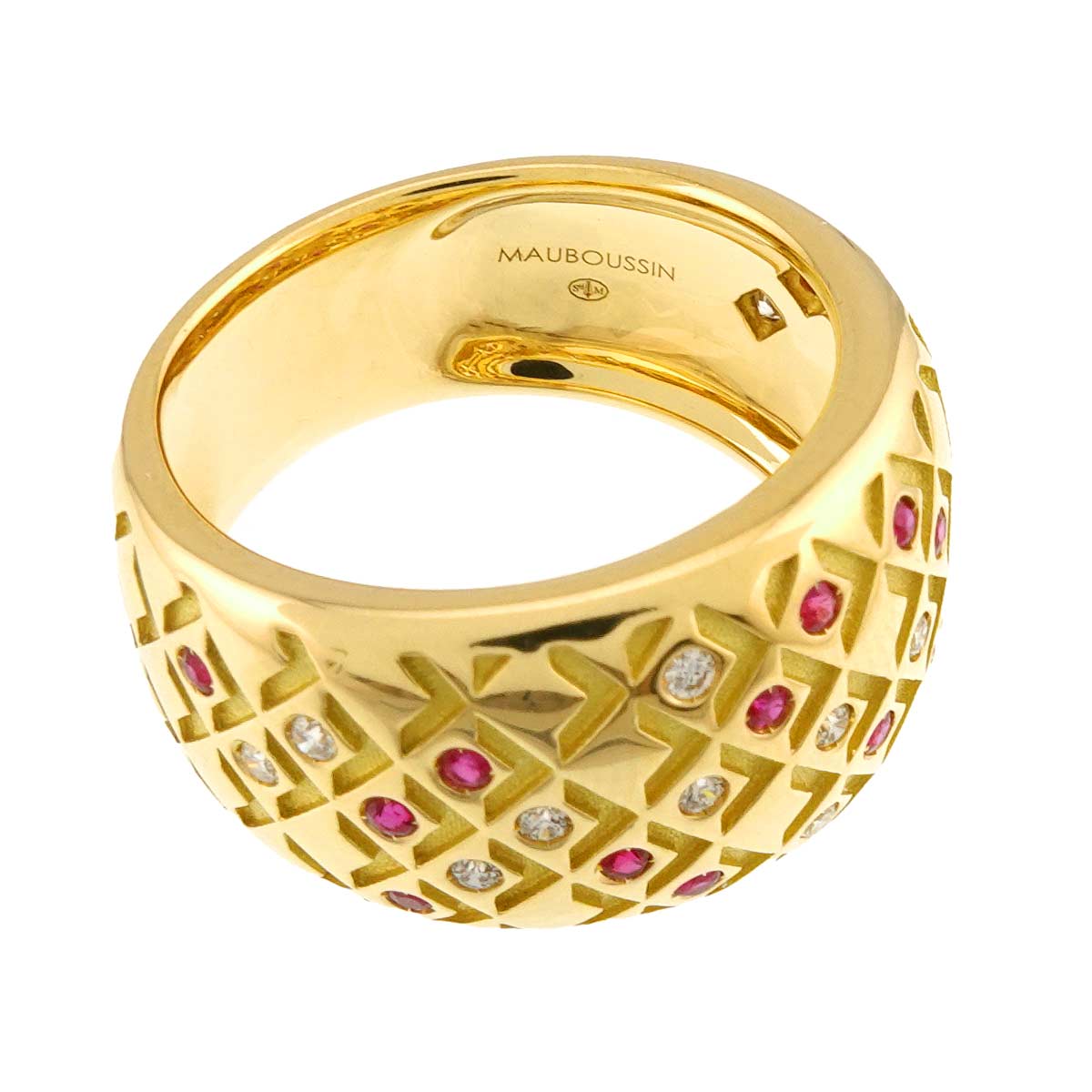 Ruby Diamond Ring 18K YG 750 size6-6.25(US)