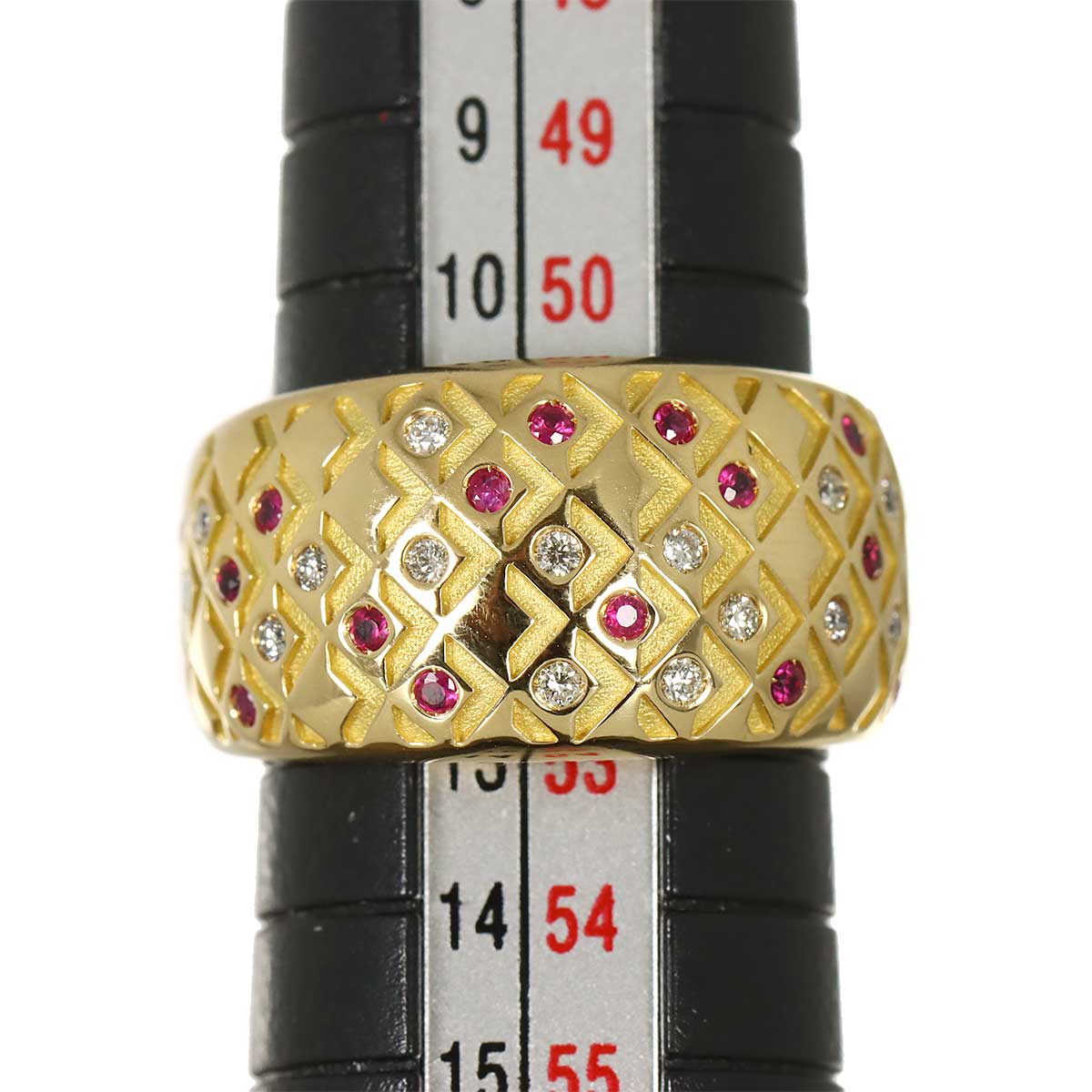 Ruby Diamond Ring 18K YG 750 size6-6.25(US)