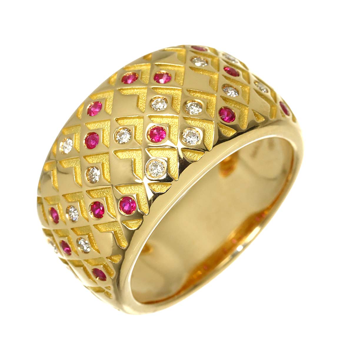 Ruby Diamond Ring 18K YG 750 size6-6.25(US)