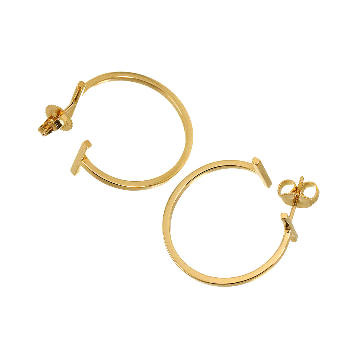 T wire Earrings Pierced 18K Pink Gold 750