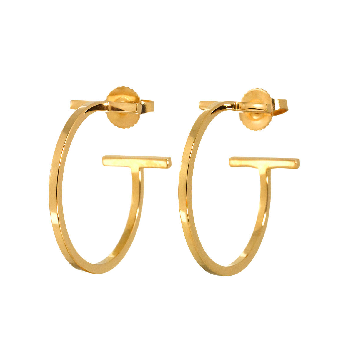 T wire Earrings Pierced 18K Pink Gold 750
