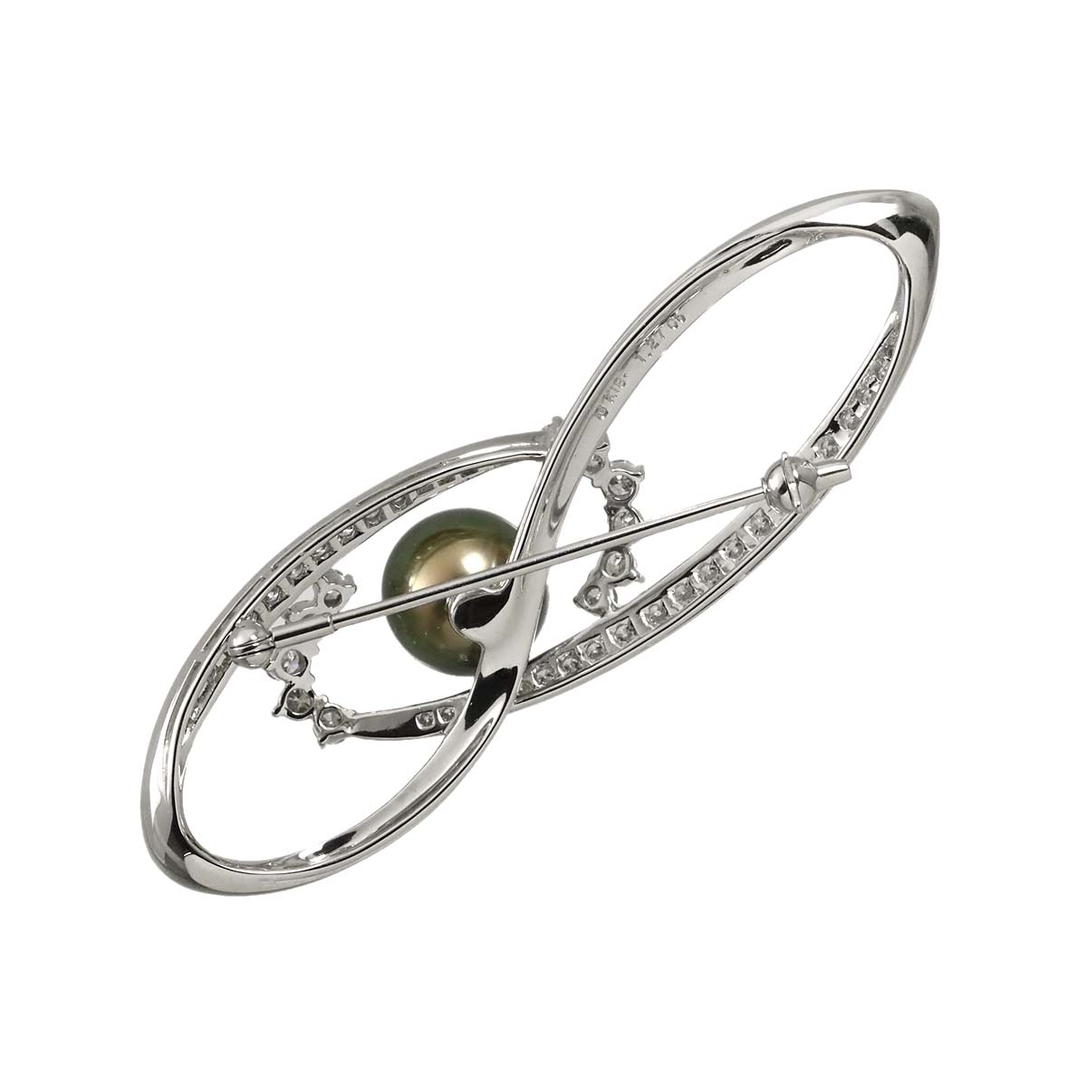 South Sea pearl 10.6mm Diamond 1.27ct Brooch 18K WG 750