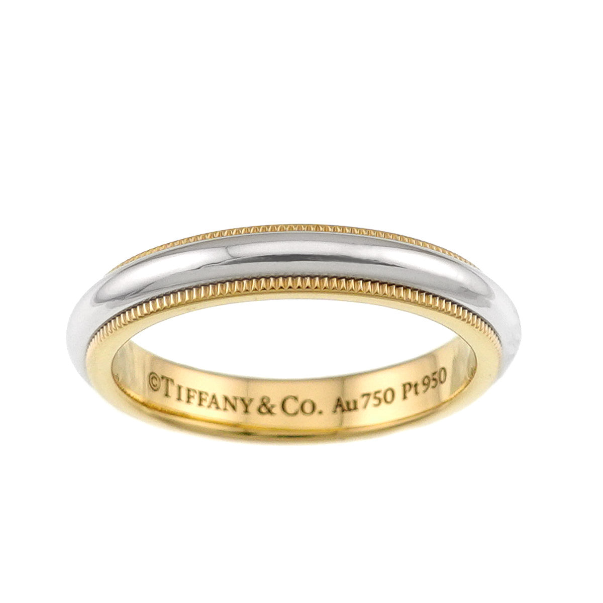 Milgrain Band Ring 18K 750 YG Pt Platinum Size6.5-6.75(US)