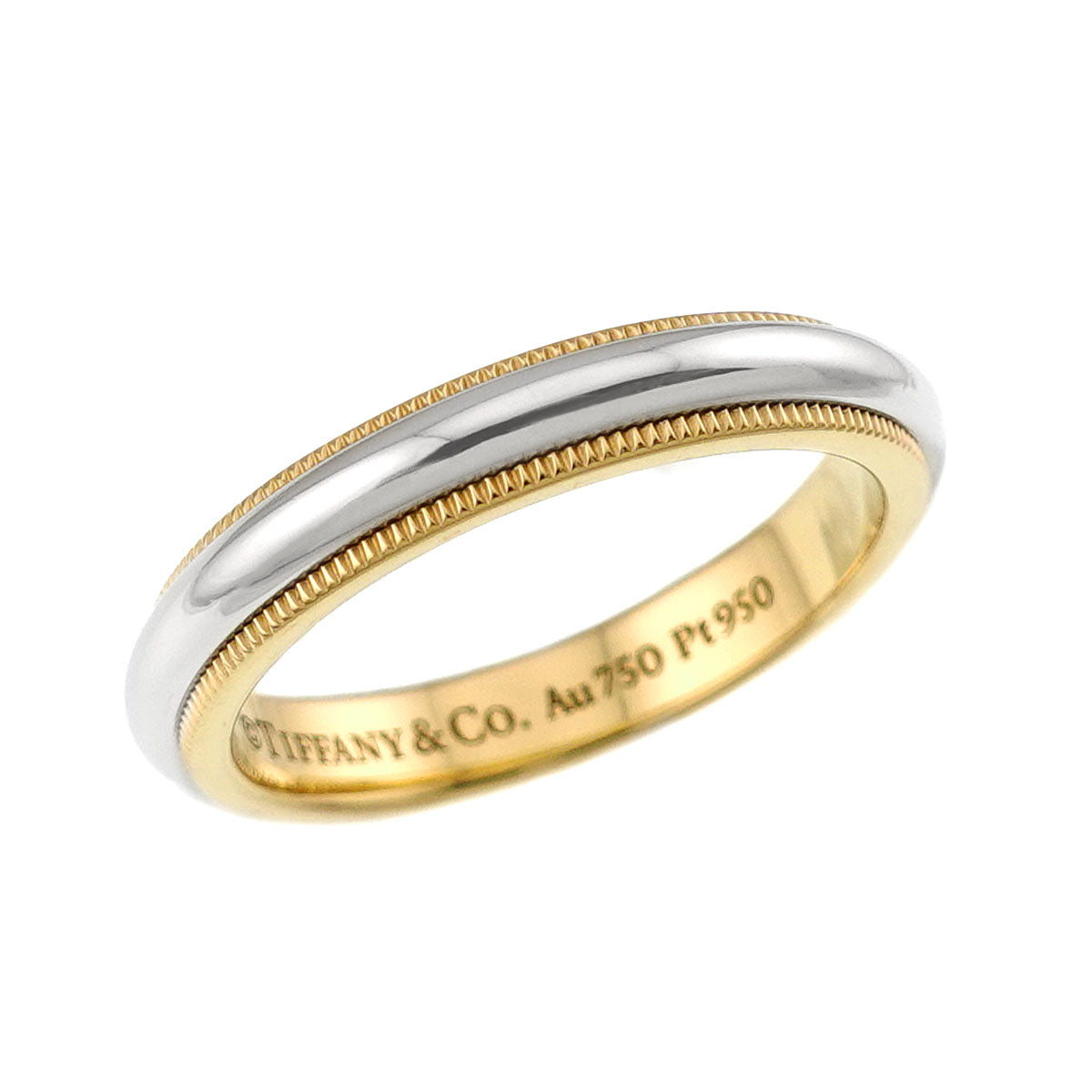Milgrain Band Ring 18K 750 YG Pt Platinum Size6.5-6.75(US)
