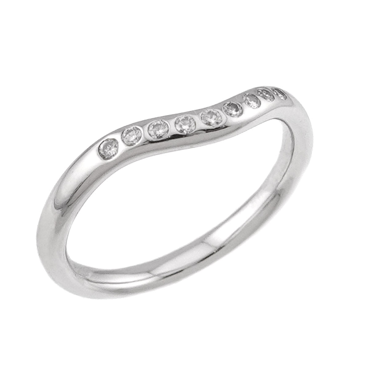 Curved Band Diamond Ring Platinum size3.75(US)