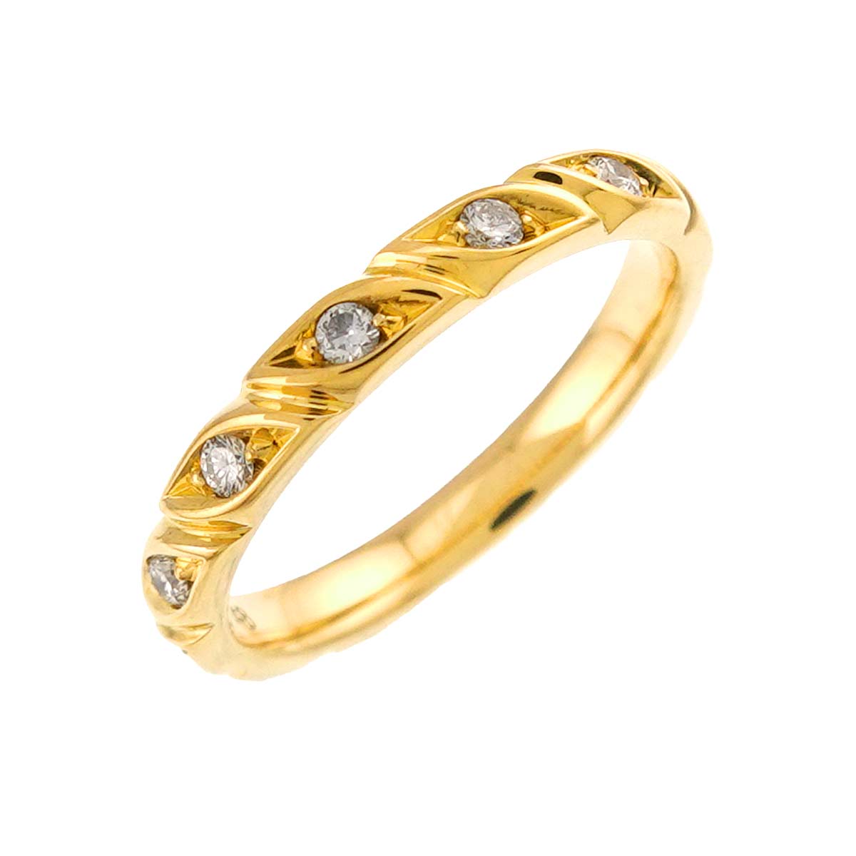 Torsade Diamond Ring 18K K18 Yellow Gold size48 4.5(US)