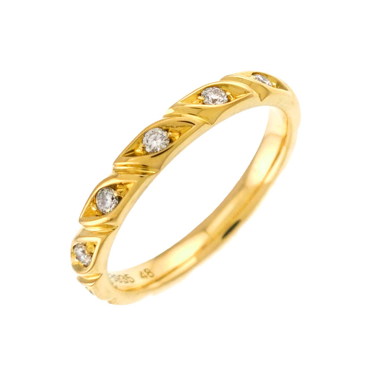 Torsade Diamond Ring 18K K18 Yellow Gold size48 4.5(US)